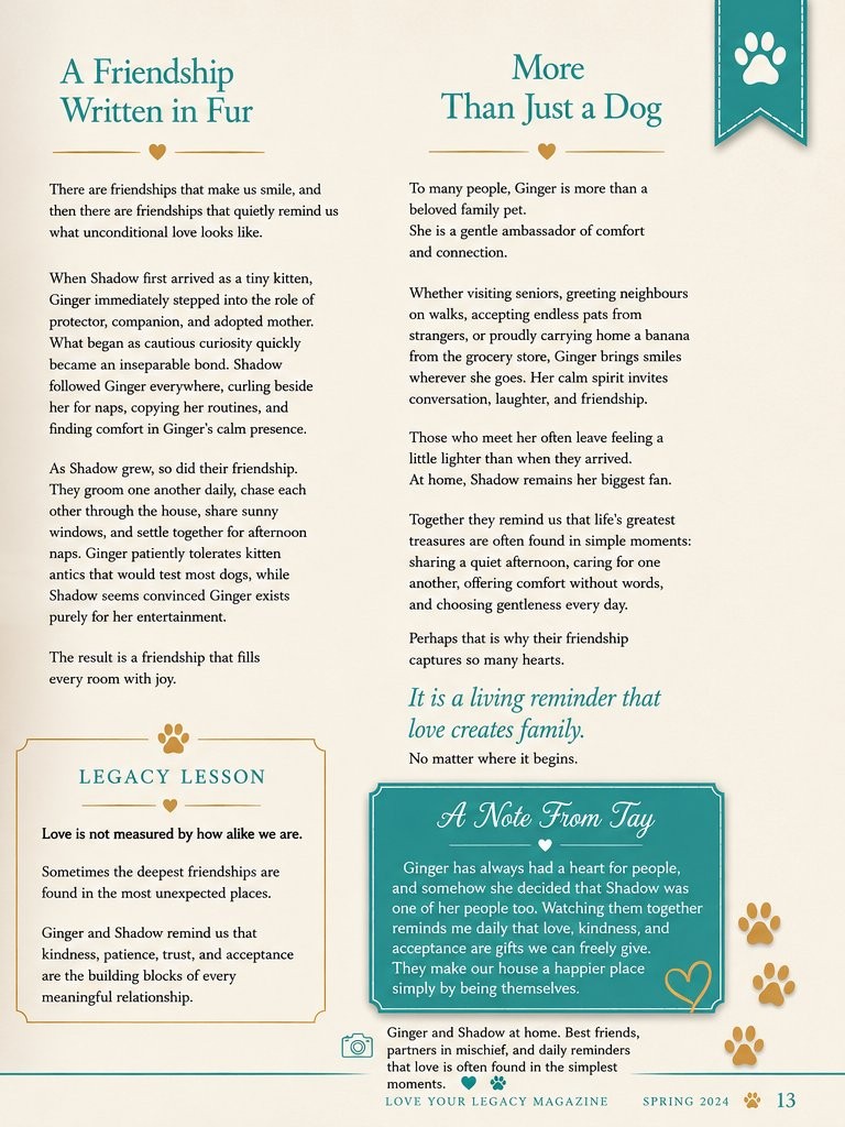 Ginger's Corner, A Friendship Written in Fur, magazine page 13